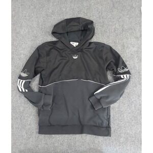Vtg Adidas Hoodie Mens Small Gray Trefoil Logo Pullover sweater‎ * No Drawstring